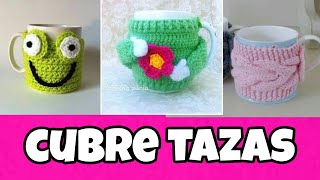 Cubre tazas tejidas a crochet y dos agujas al final un plus [upl. by Cissy183]