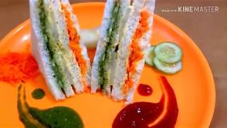 Instant Indian Tricolor sandwich for kidsTricolor sandwichEasy to makeCooking without fireDIY [upl. by Hoehne720]