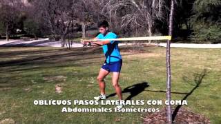 Personal Running  ABDOMINALES ISOMÉTRICOS Oblicuos pasos laterales con goma elásticam4v [upl. by Noira]