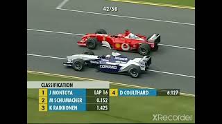 Schumacher vs Montoya Australia 2002 f1 shumacher montoya melbourne granprix [upl. by Launam]