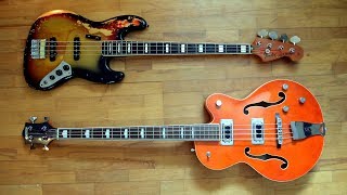 Fender Jazz Bass 1975 vs Gretsch Electromatic Bass The Blues Brothers  Whos making love [upl. by Piotr]