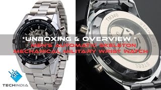 Mens Automatic Skeleton Mechanical Military Wrist watch [upl. by Rudolph787]