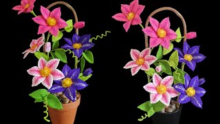 How to crochet Clematis flowersclimbers plants [upl. by Anaujit711]