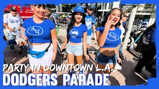 Spearmint Rhino Strippers Invade Los Angeles Dodgers Parade and Crazy Shenanigans [upl. by Deyas191]