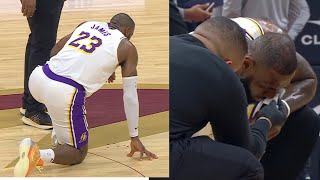 LBJ ALMOST PASSED OUT amp GOES DOWN IN MIDDLE OF COURT STOPS PLAYING COMPLETELY [upl. by Leihcey]