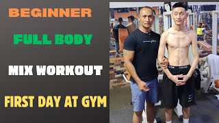 First day at gym full body workout for beginnersbeginners mix workout bhandari fitness [upl. by Htebyram]