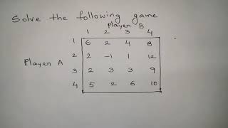 4 Games without saddle point  Solving problem by Algebraic method and Dominance principle [upl. by Parette]