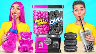 Black vs Pink Food Challenge  Funny Food Hacks by Multi DO Challenge [upl. by Kcirrez]