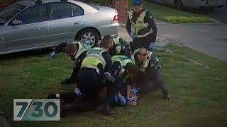 Melbourne police captured on CCTV taking down disability pensioner [upl. by Mallissa]