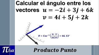 Ángulo entre dos vectores usando el producto punto ejemplo 12 [upl. by Waltner]