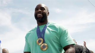 JO2024 de Paris à SaintDenis Teddy Riner ovationné  AFP [upl. by Nireves]