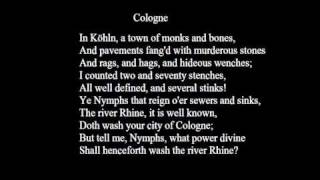 Samuel Taylor Coleridge  Poem Cologne [upl. by Zed]