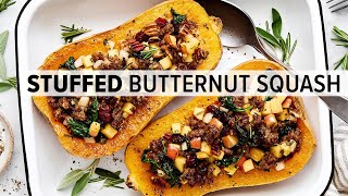 STUFFED BUTTERNUT SQUASH with Apple Sausage Filling [upl. by Thorfinn327]