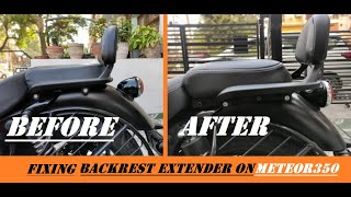 Fixing backrest extender on meteor 350 royalenfield meteor350 rideronthestorm [upl. by Nnovahs7]