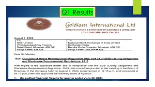 Goldiam International Result Goldiam International Latest Result Goldiam International Q1 Result [upl. by Fari462]