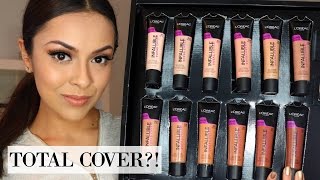 LOREAL INFALLIBLE TOTAL COVER FOUNDATION First Impression Swatches Demo  TrinaDuhra [upl. by Annaed]