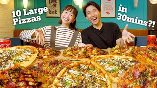 10 LARGE Domino Pizzas in 30 Minutes  New Ssamjeang Spicy Pizza Challenge at Dominos ft Megan [upl. by Wallach]