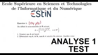 EstinBejaia 2022 EXAMEN TEST ANALYSE 1 SUP MIN MAX INF [upl. by Grazia341]