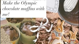 Make the viral Olympic chocolate muffins with me🍫🎀🩵 baking muffins olympic recipe chocolate [upl. by Inva545]