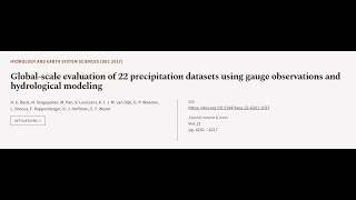 Globalscale evaluation of 22 precipitation datasets using gauge observations and hyd  RTCLTV [upl. by Partan]