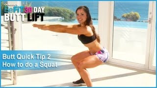 Quick Tip 2 How To Do A Perfect Squat  30 DAY BUTT LIFT [upl. by Lanna]