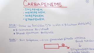 CARBAPENEMS  ANTIMICROBIAL  PHARMACOLOGY  FA  USMLE STEP 1 [upl. by Elehcim]