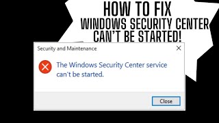 How to fix The Windows Security Center Service Cant be started [upl. by Anyk]