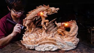 Dragon Ball Z Goku vs Majin Vegeta  Wood Carving [upl. by Hertzfeld250]