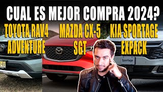 MAZDA CX5 vs TOYOTA RAV4 vs KIA SPORTAGE 2024🔴 VERSIONES INTERMEDIAS [upl. by Ydnar]