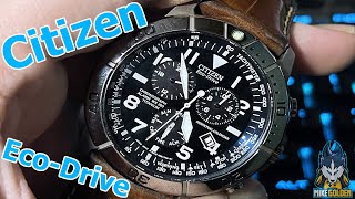 Review Of The Citizen EcoDrive Brycen Chronograph Mens Watch Super Titanium with Leather strap [upl. by Rebma]