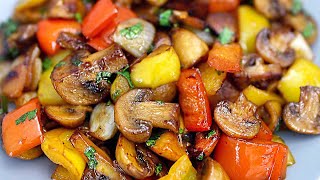 Rezept für leckere Champignons mit Gemüse in einer Pfanne Einfach und schnell [upl. by Robaina347]