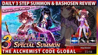 Bashosen Review amp Daily 3 Step Summon For Sakura amp Forcas The Alchemist Code [upl. by Atteuqaj981]