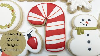 How To Decorate Candy Cane Sugar Cookies 12 Days of Christmas [upl. by Elleahcim]