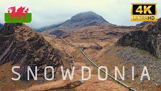 SNOWDONIA 4K  National Park in Northwestern Wales  Relaxing Drone Footage [upl. by Nitas]