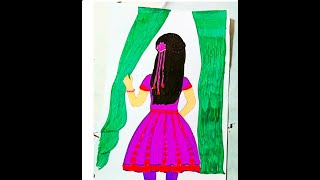 Easy drawing a girl step by step  Girl drawing hacks [upl. by Landes]