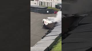 Fish tailing corvette finds barrier horrific crash goodwood revival 2024 [upl. by Theona]