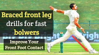 Braced front leg drills for fast bowlers 🔥  Cricket bowling drills [upl. by Aieken]