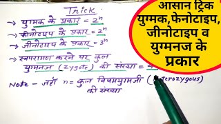 Trick for types of gamete  phenotype and genotype in Hindi आसान ट्रिक से निकाले जीनोटाइपफीनोटाइप [upl. by Aicined]