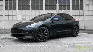 Tesla Model 3 Customized with All Satin Black Look [upl. by Selestina]