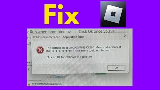 How to fix roblox the instruction at 0x0000 referenced memory error [upl. by Dela693]