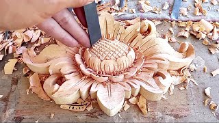 beautiful wood carving  wood carving ideas  wood carving flower and leaf [upl. by Aihpledalihp]