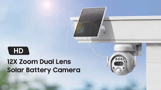 SECTEC New 12X Zoom Dual Lens Solar Battery Powered Outdoor PTZ Camera [upl. by Anileba]