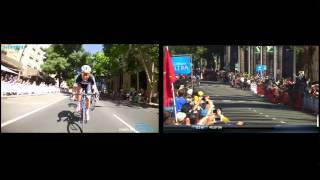 Amgen Tour of California Stage 1 Sprint POV and Broadcast split screen [upl. by Thanos]