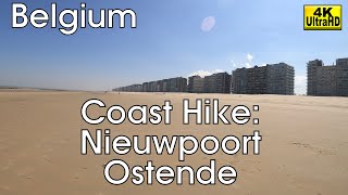 Belgian Coast Hike Nieuwpoort to Ostend Belgium 4K [upl. by Drye]