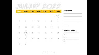 Printable January 2022 Calendar [upl. by Heyes]