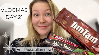 Unboxing early Christmas presents from Australia  Australian chocolate taste test  VLOGMAS DAY 21 [upl. by Riley]