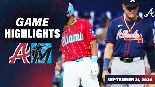 Braves vs Marlins Game Highlights 92124  MLB Highlights [upl. by Weinrich]