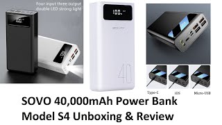 SOVO 40000mah Power Bank model S4 unboxing and review [upl. by Aimo]