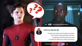 Anthony Mackie Reacts to Tom Hollands Comments About Falcon Movie [upl. by Washington]