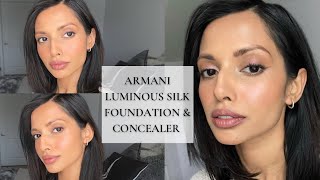 ARMANI LUMINOUS SILK FOUNDATION  CONCEALER REVIEW  NEW HOLY GRAIL  MediumOliveBrown Skin [upl. by Bergess]